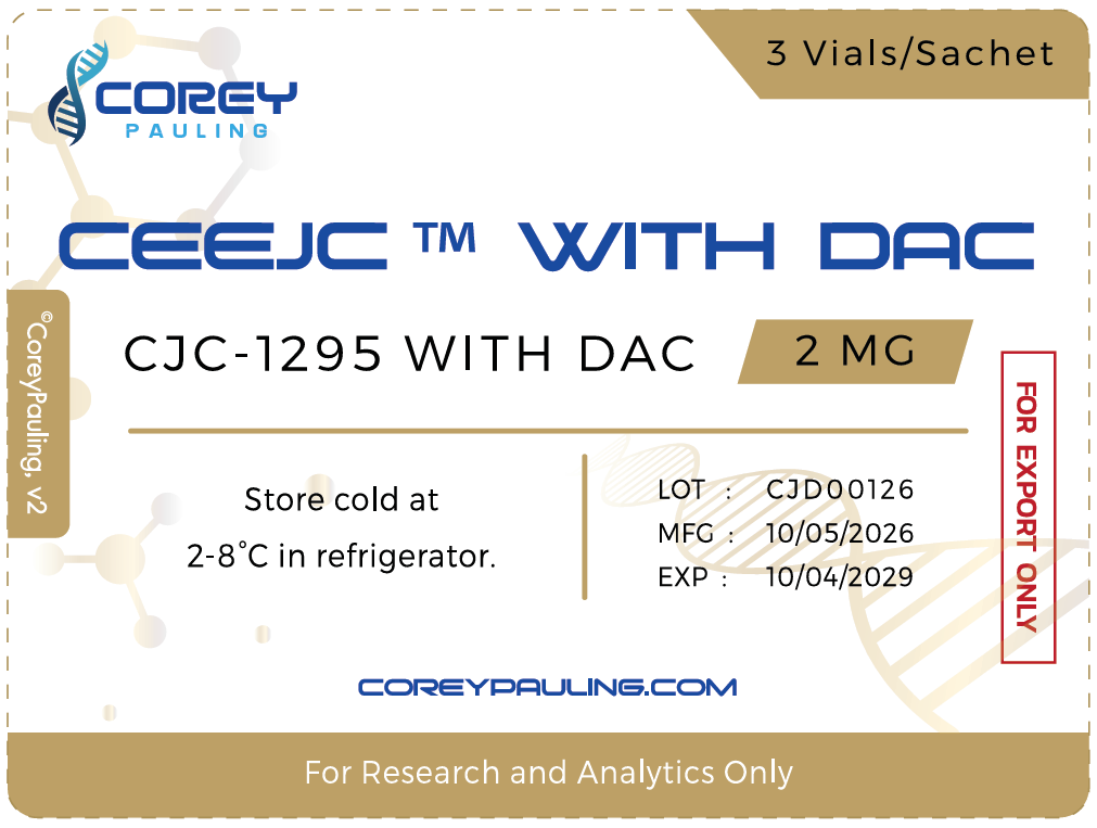 Ceejc with DAC CJC-1295 2 mg sachet label, 3 vials per sachet